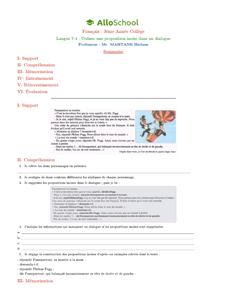Langue 7 4 Utiliser Une Proposition Incise Dans Un Dialogue 2 | PDF