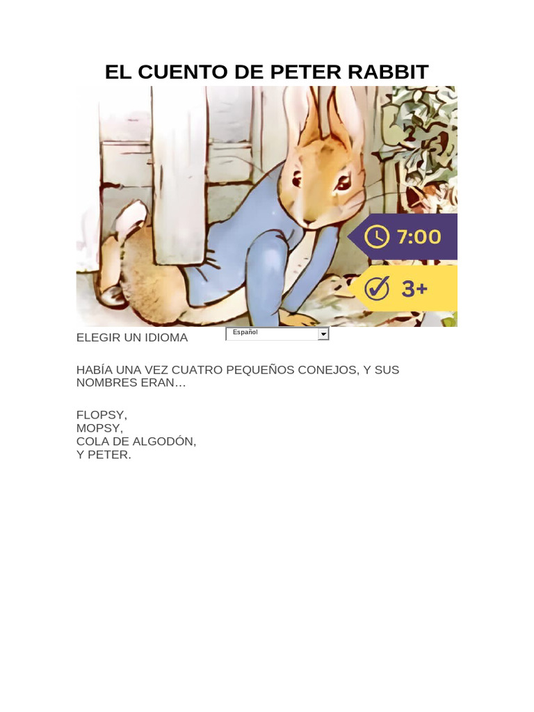 El cuento de Peter Rabbit | PDF | Cocina