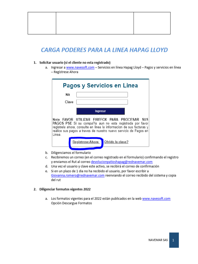 Cargue de Poderes Hapag Lloyd | PDF | Informática