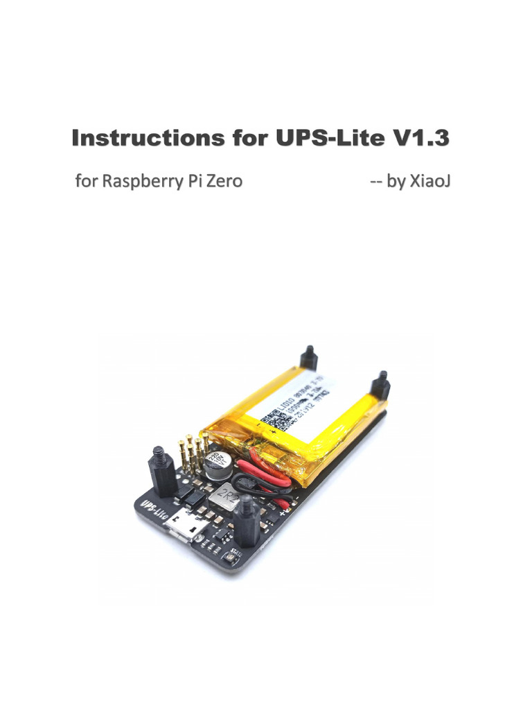 UPS-Lite for Raspberry Pi Zero Guide | PDF | Power Supply | Lithium Ion ...