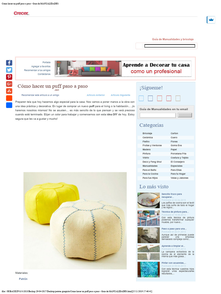 Cómo hacer un puff DIY fácil | PDF