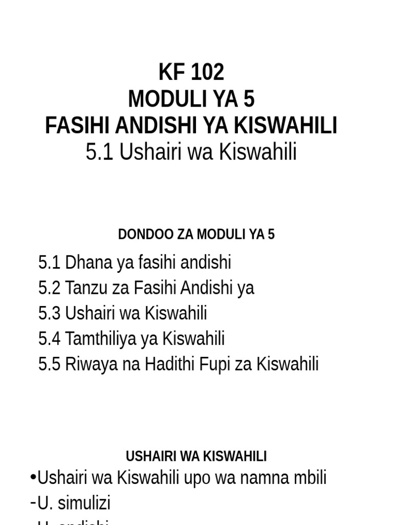 Moduli Ya 5 Ushairi | PDF