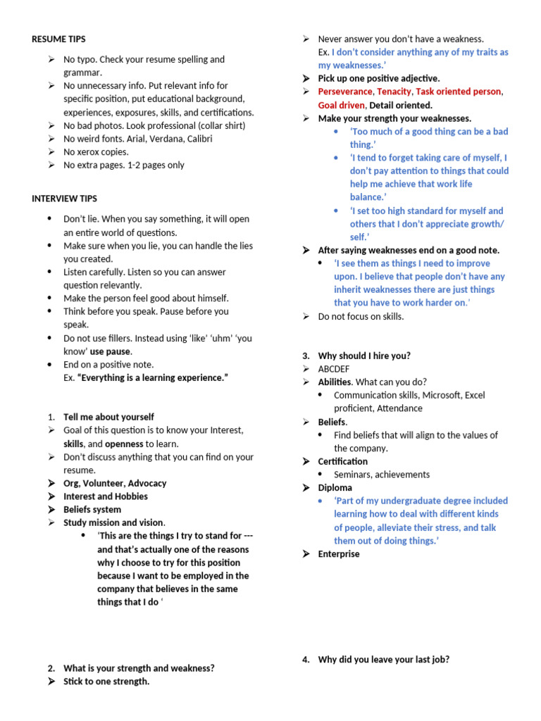 INTERVIEW-TIPS | PDF | Morality | Salary