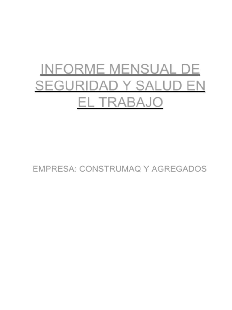Informe Mensual de Seguridad y Salud en El Trabajo - ABRIL-2024 ...