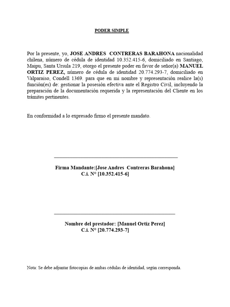 Poder Simple para Gestión Legal | PDF