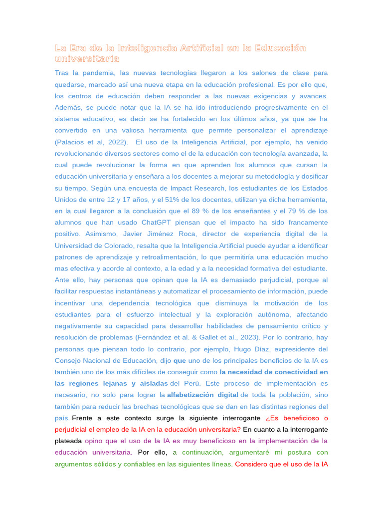 La Era de La Inteligencia Artificial en La Educación Universitaria ...
