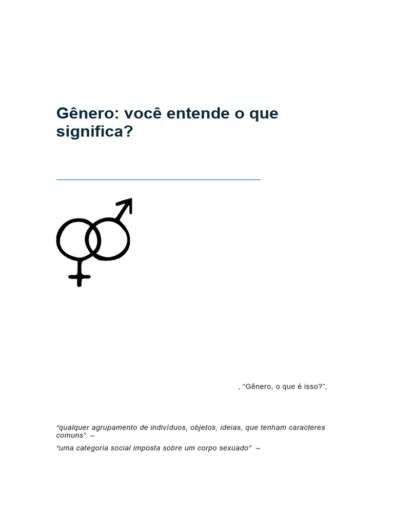 Significado de Gênero e Legislação Brasileira | PDF | Gênero | Estudos ...