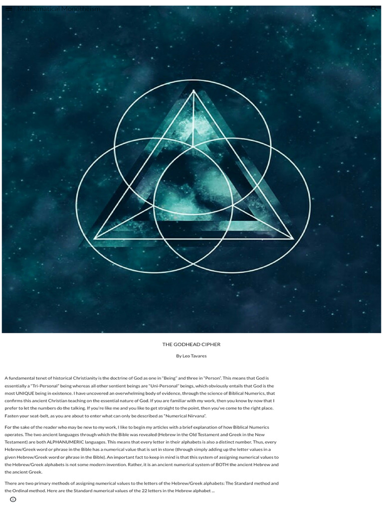 Numerical Insights on God’s Nature | PDF | Trinity | Serpents In The Bible