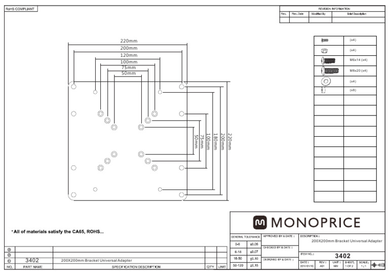 Universal Adapter Bracket Sizes Guide | PDF