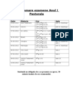 Program Are Examene Anul I Pastorala