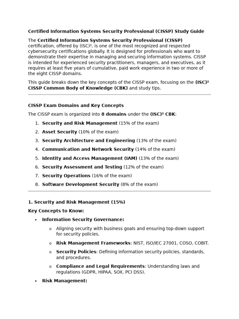 CISSP Exam Study Guide Overview | PDF | Computer Network | Virtual ...