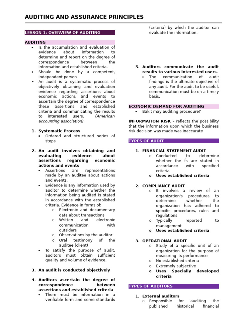 Overview of Auditing Principles | PDF | Audit | Internal Control