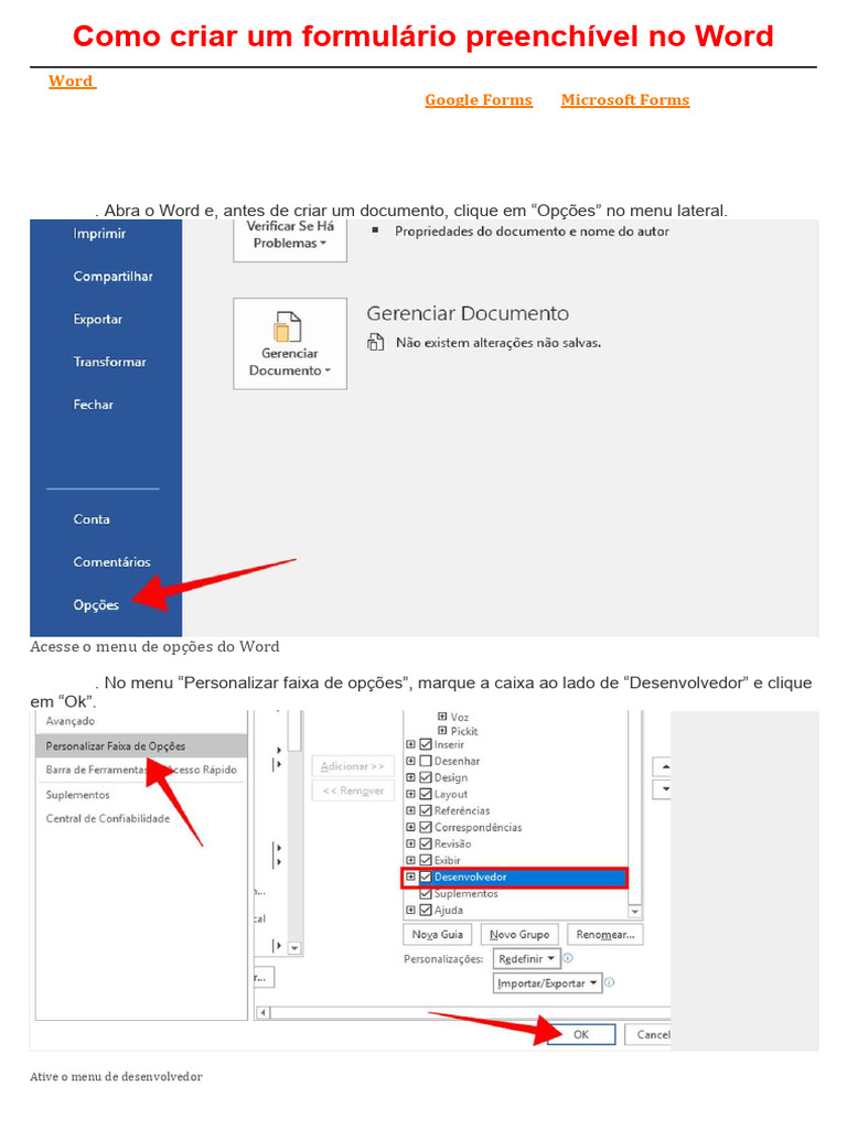 Como Criar Um Formulário Preenchível No Word | PDF | Programas ...