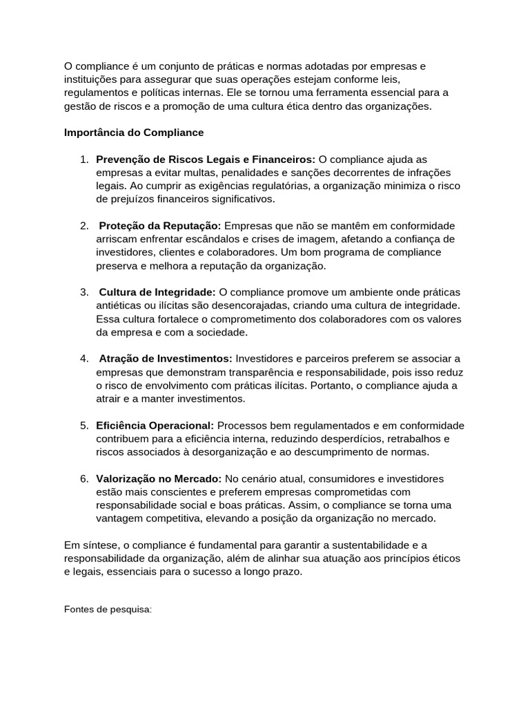 Importância do Compliance nas Organizações | PDF | Conformidade ...