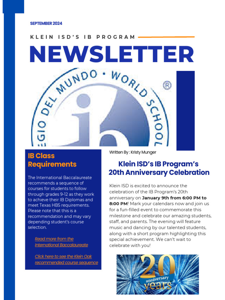 Sept IB Newsletter 2024 | PDF | Qualifications | Educational Stages