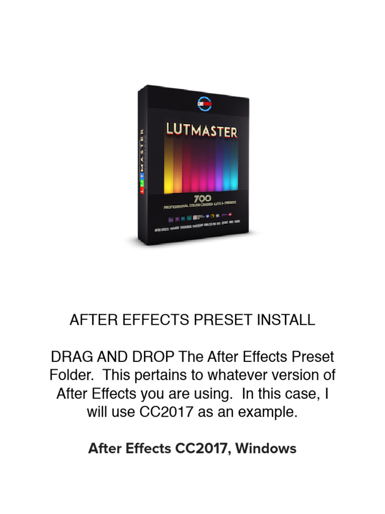 After Effects Preset Install | PDF | Art | Computers