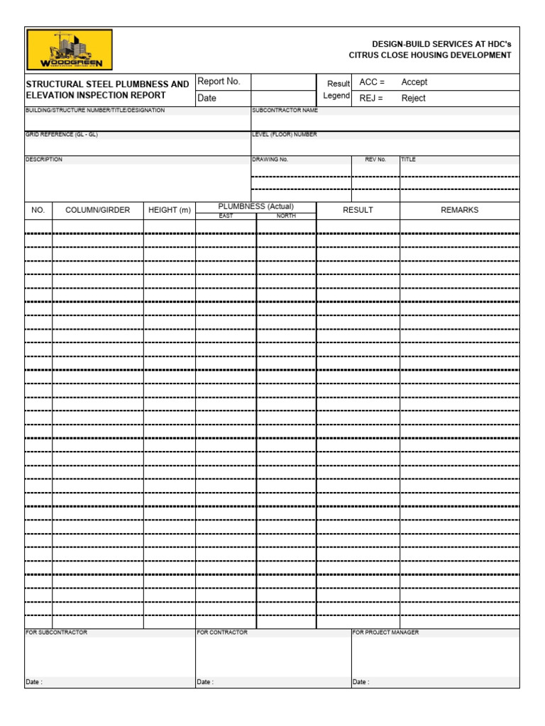 Steel Structure Plumbness Inspection Report | PDF