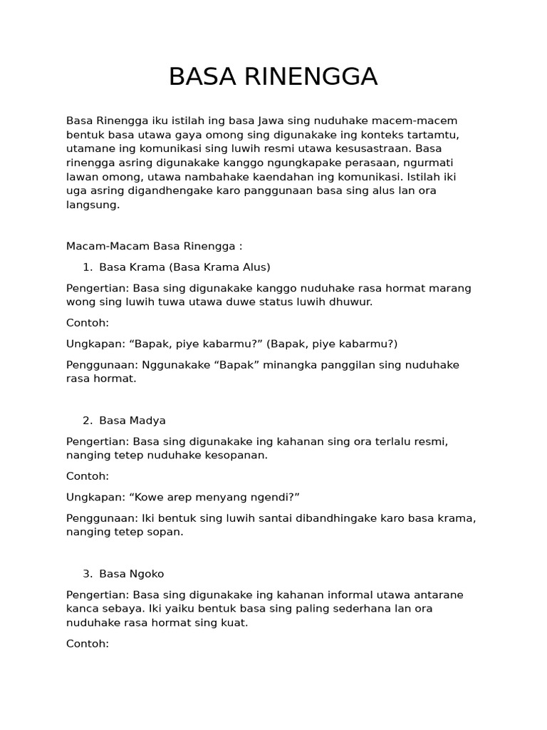 Basa Rinengga | PDF