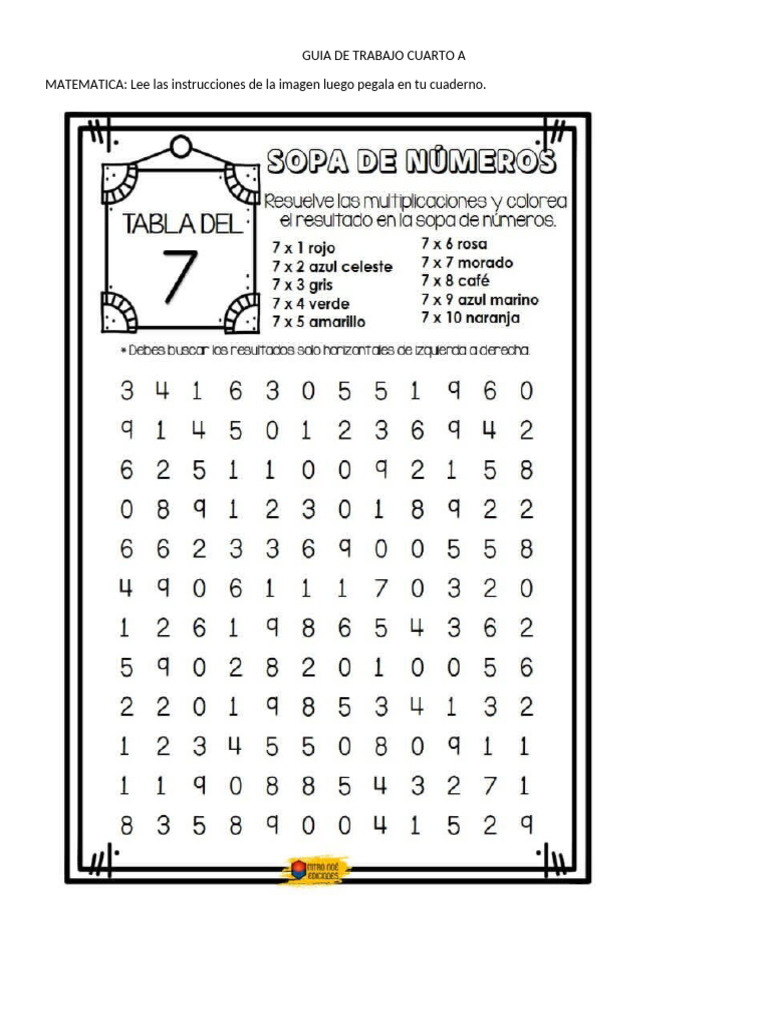 Guia No. 4 Cuarto Grado | PDF