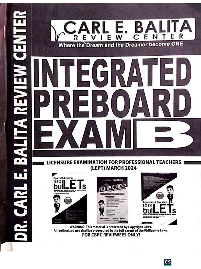 Integrated Preboard Exam B | PDF