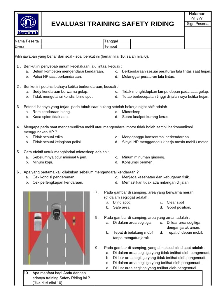 Evaluasi Training Safety Riding | PDF