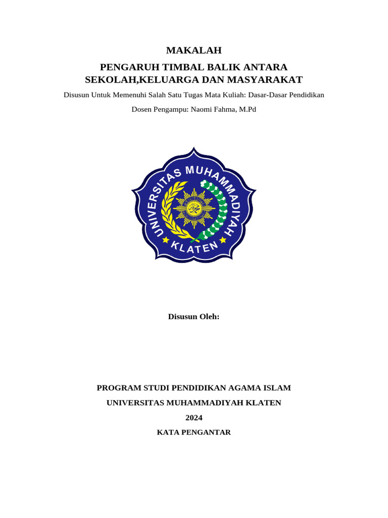 Pengaruh Keluarga, Sekolah, dan Masyarakat dalam Pendidikan | PDF ...