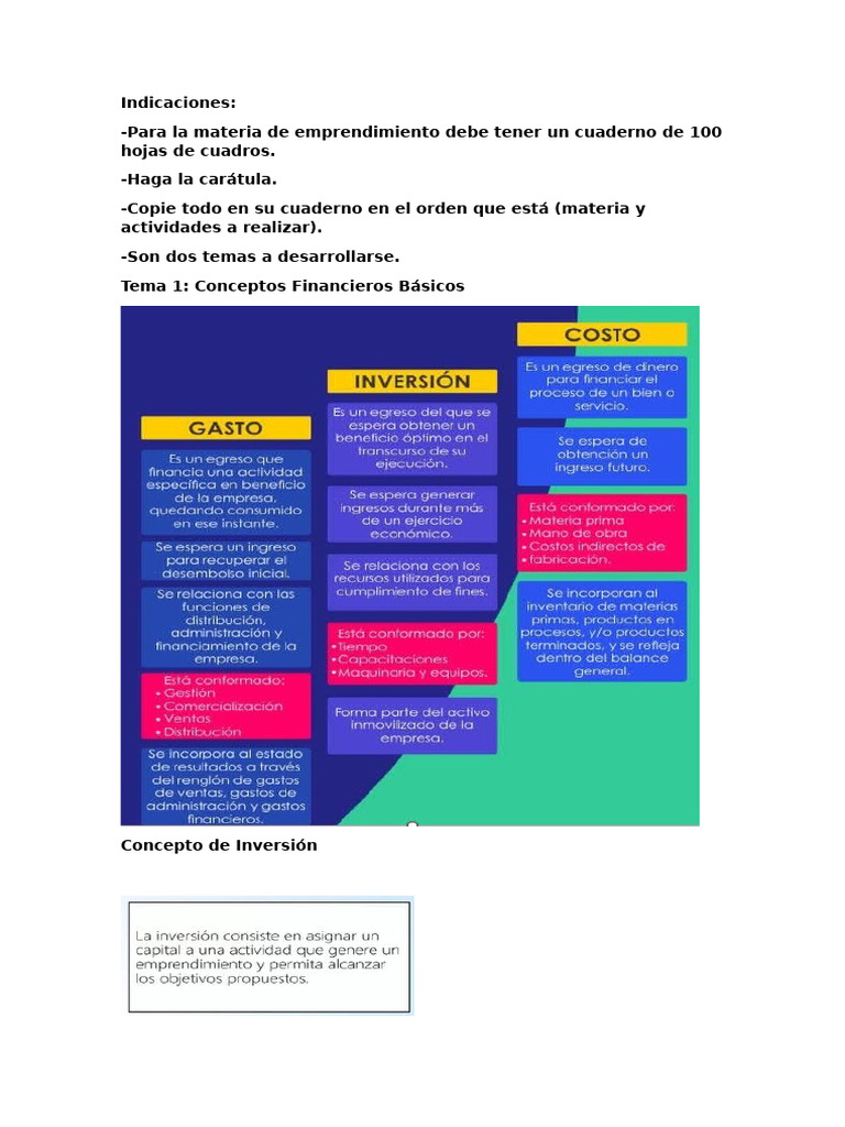 Conceptos Clave de Finanzas y Costos | PDF | Negocios