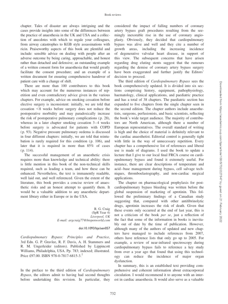 Cardiopulmonary Bypass Principles and PR | PDF | Surgery | Opioid
