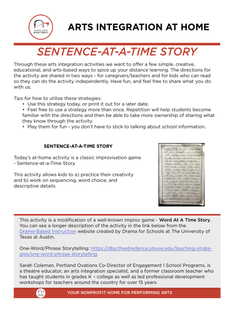 One Sentence at A Time Story | PDF | Language Arts & Discipline ...