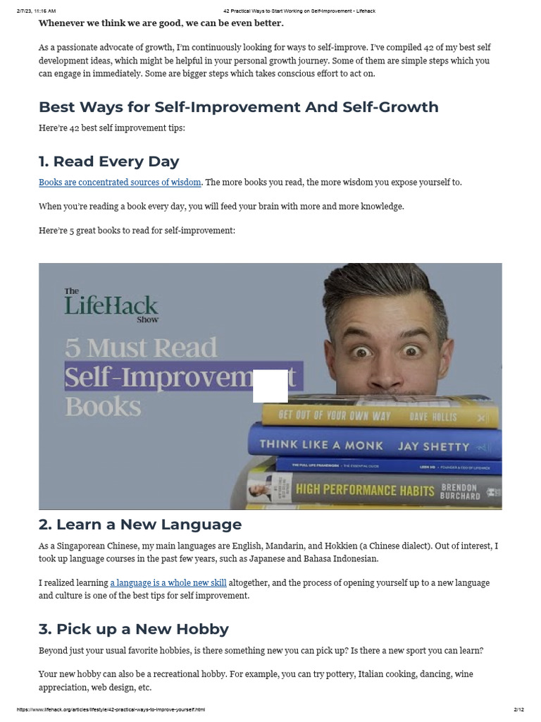 42 Practical Steps for Self-Improvement | PDF | Personal Development ...