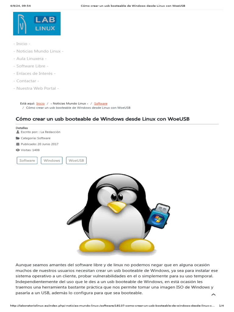 Cómo Crear Un Usb Booteable de Windows Desde Linux Con WoeUSB | PDF ...