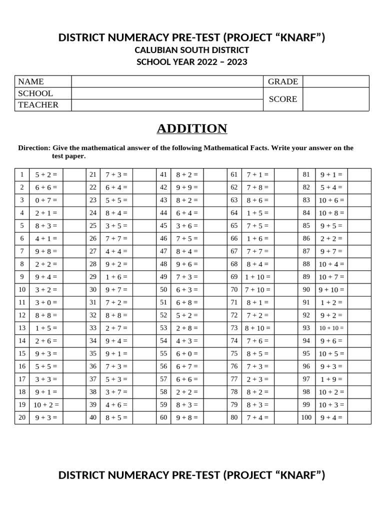 Basic Facts 2 Pdf Mathematics Learning