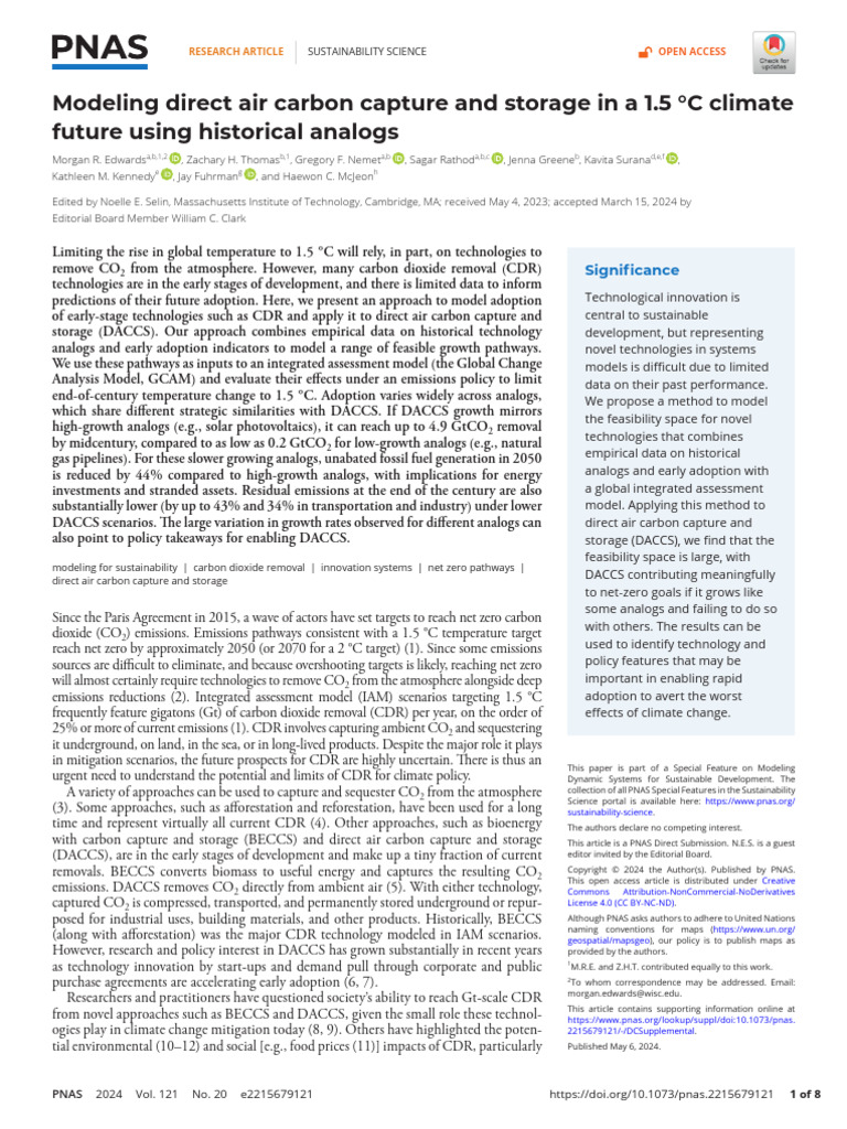 Modeling Direct Air Carbon Capture and Storage in A 1.5 °C Climate ...