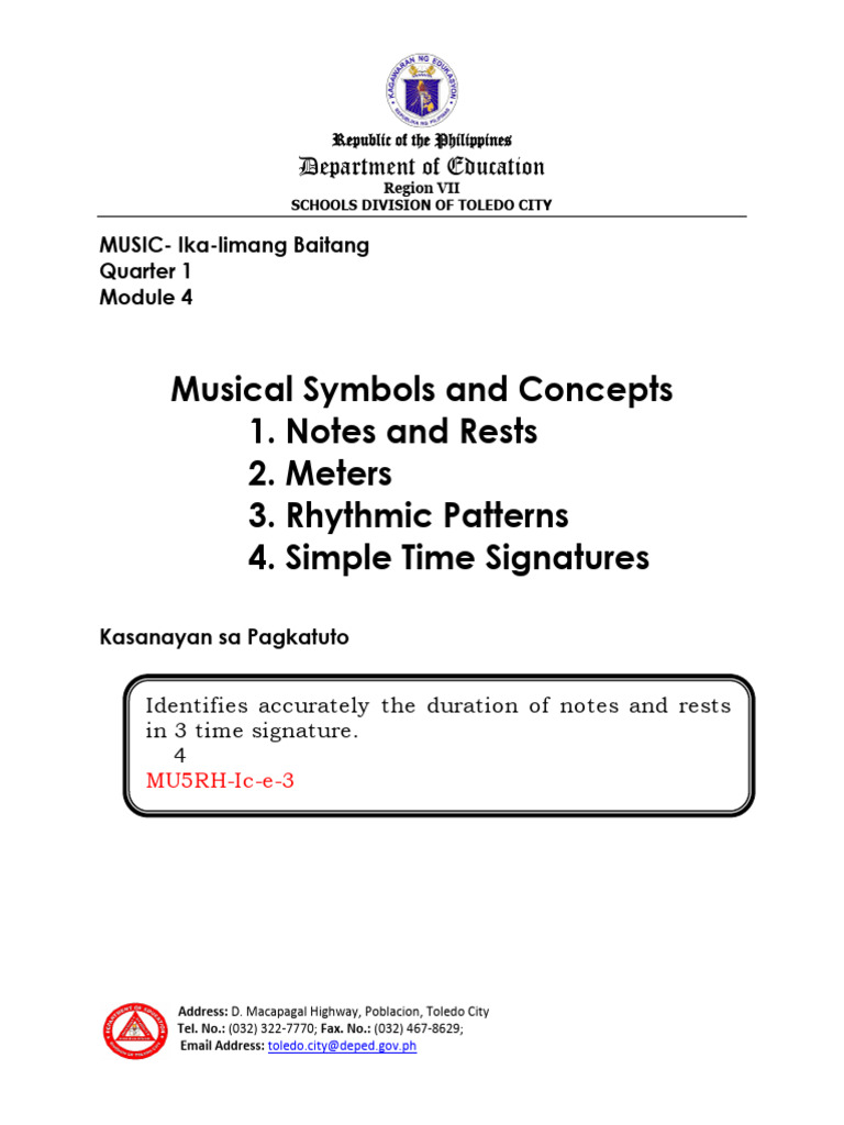 MUSIC 5 - Q1 - MOD 4 - Identify The Duration of Notes and Rests in 3 4 ...
