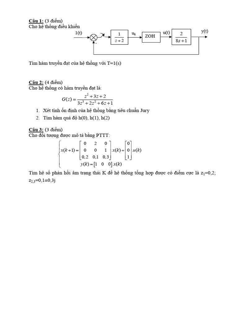 Y (T) ZOH U U (T) 1 (T) : XK XK Uk Yk XK | PDF