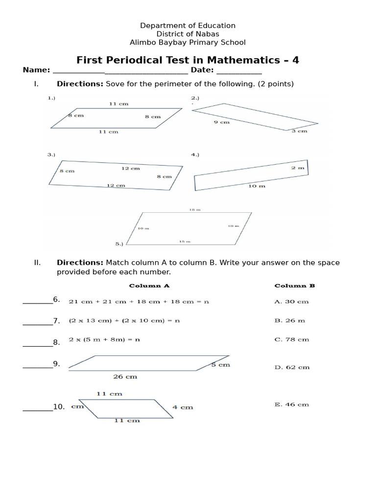 1st Periodical Exam in Math | PDF | Career & Growth | Art