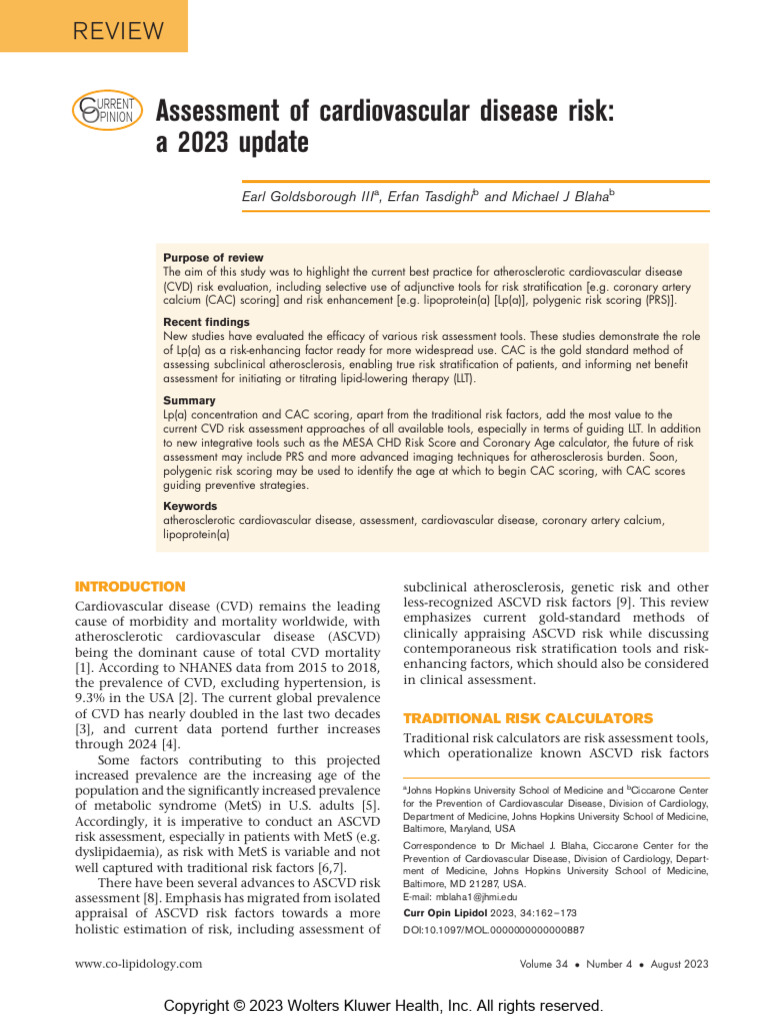 2023 Update on CVD Risk Assessment | PDF | Cardiovascular Diseases ...