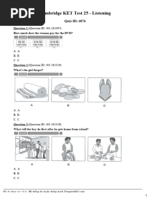 Quiz - 6076 - Cambridge Ket Test 25 - Listening