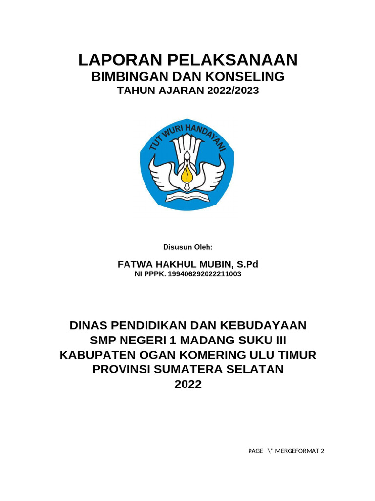 Laporan Bimbingan Konseling SMP 2022/2023 | PDF | Karier & Perkembangan