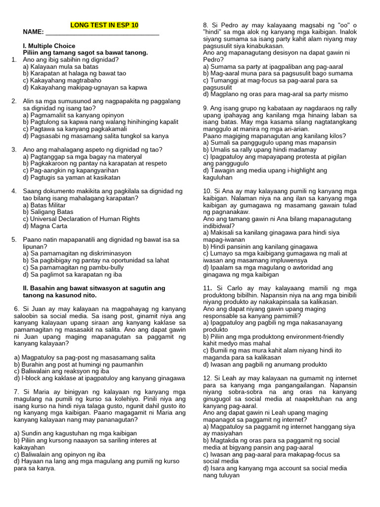 Long Test Esp 10 | PDF