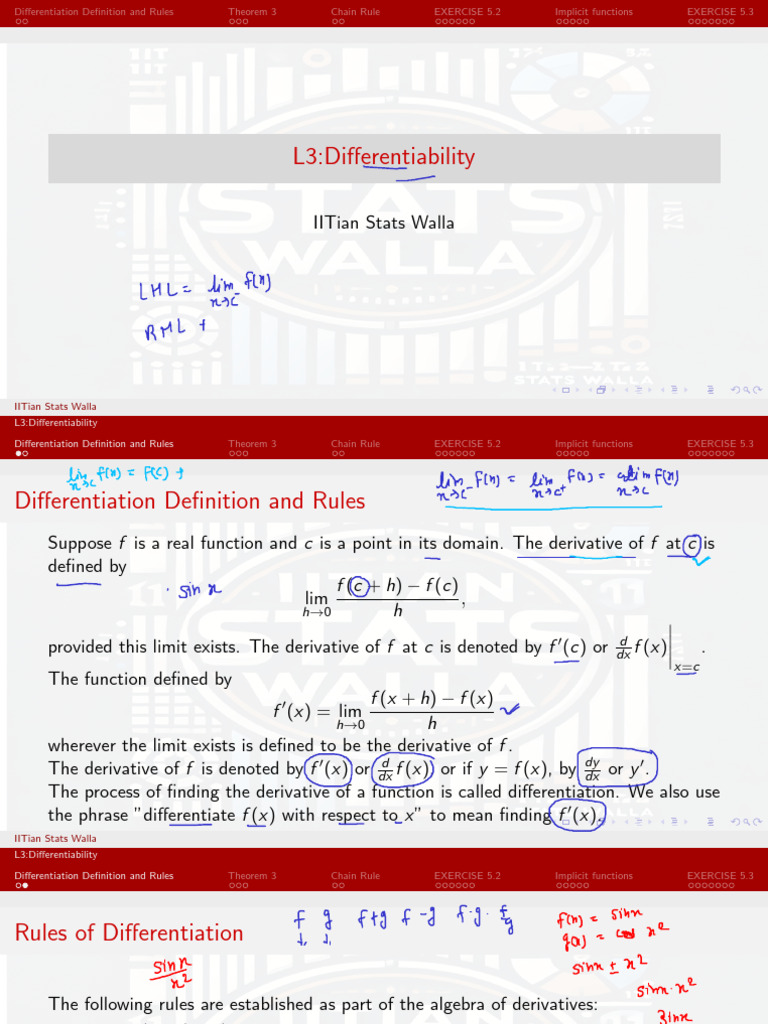 Differentiation Rules & Exercises | PDF | Derivative | Function ...