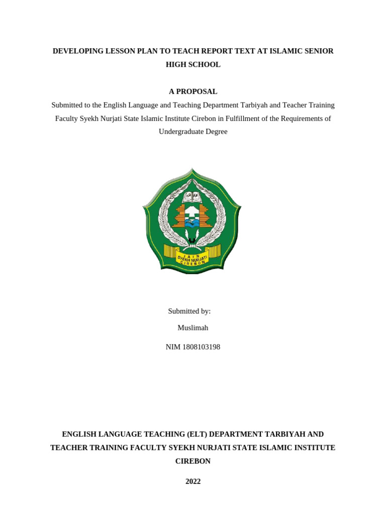 PROPOSAL_MUSLIMAH_7C | PDF | Lesson Plan | Learning