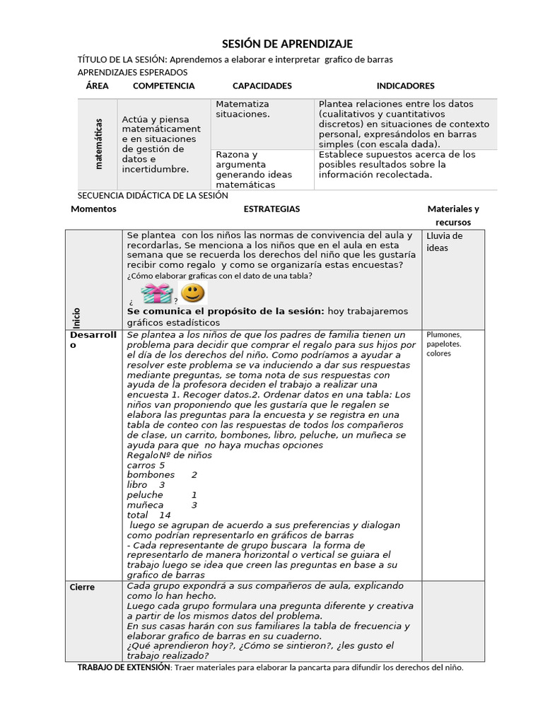 SESIÓN DE APRENDIZAJE Tercer Grado Mat | PDF | Salón de clases ...