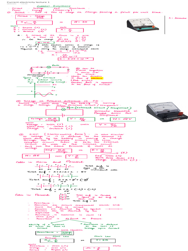 Current Electricity Lecture 1 | PDF