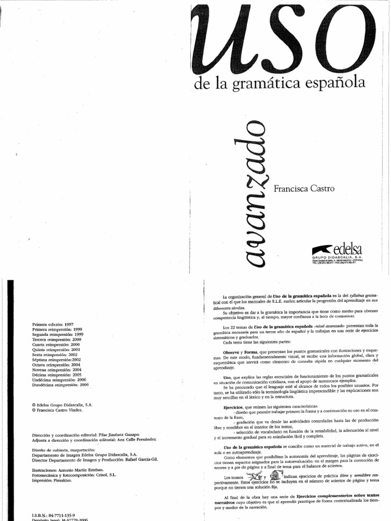 Gramática - Uso (Avanzado) Clave Pag 71-76 | PDF