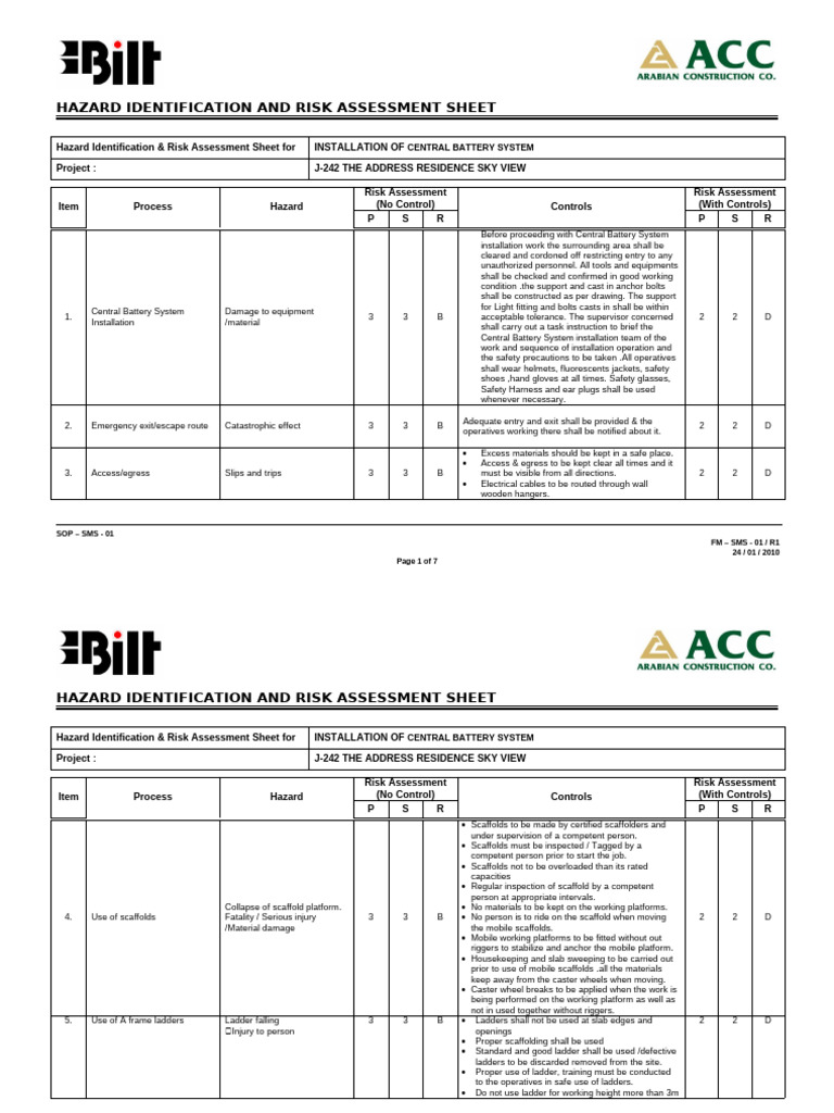 Battery System Risk Assessment Guide | PDF | Scaffolding | Personal ...