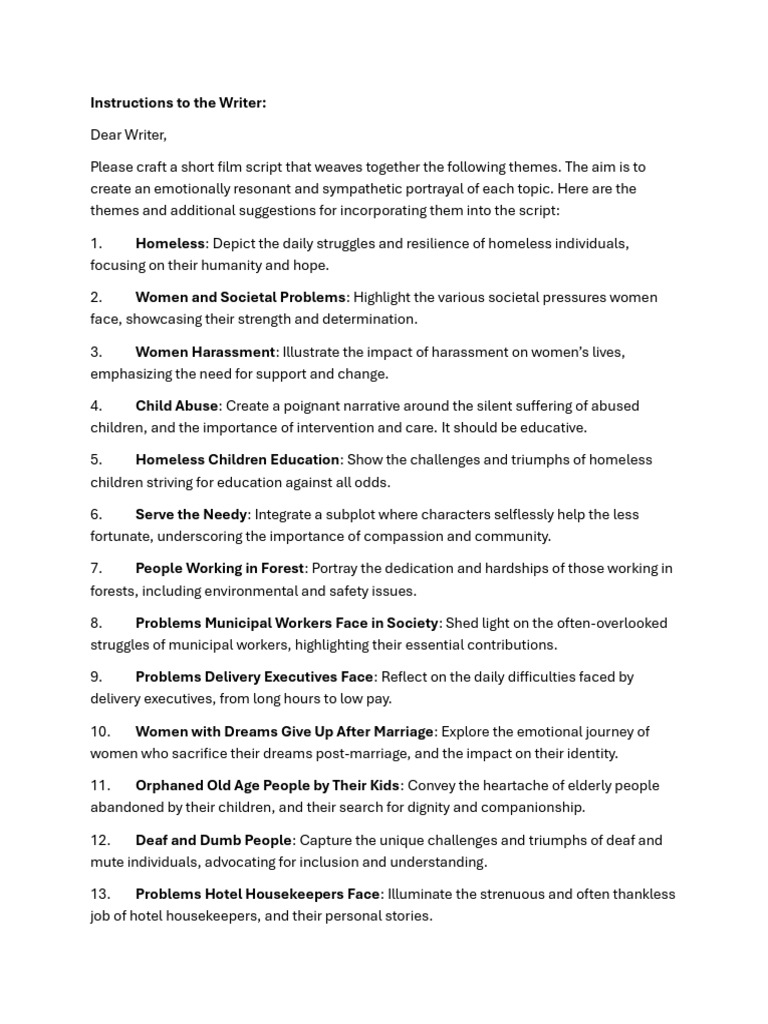 Short Film Script on Social Issues | PDF | Frame Rate