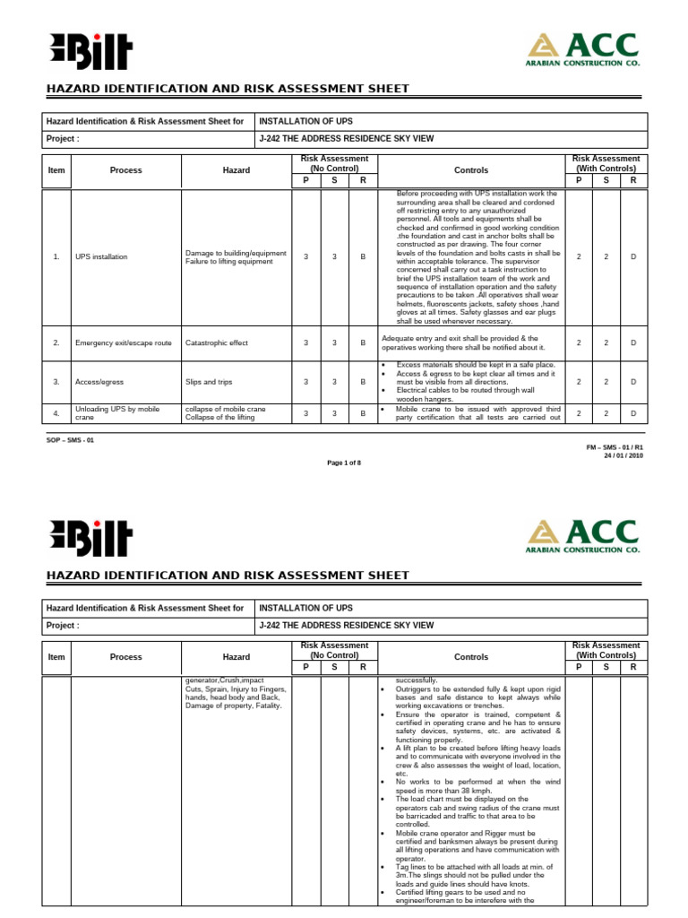 UPS Installation Risk Assessment Guide | PDF | Crane (Machine ...
