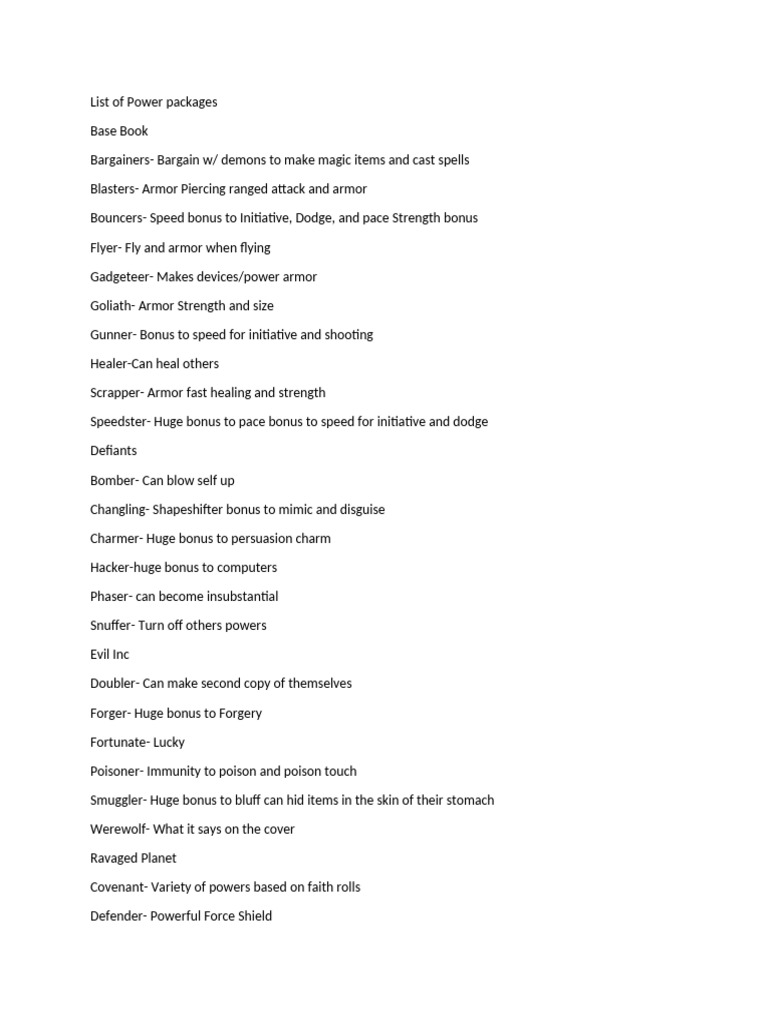 Comprehensive List of Power Packages | PDF | Law