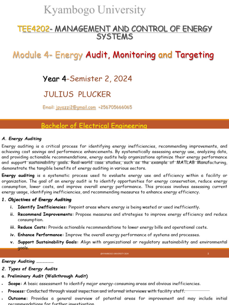 Energy Audit and Monitoring Overview | PDF | Energy Conservation ...